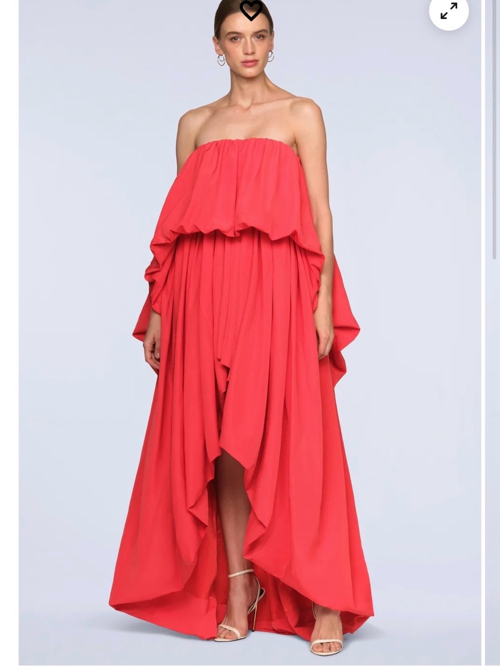 BCBGMaxAzria Talia gown Coral Strapless Ruffled High-Low Gown